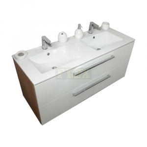 Kúpeľňová skrinka s keramickým umývadlom, 2 šuflíky, 120 cm