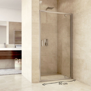 Sprchové dvere pivotové, Mistica, 80 cm, chróm ALU, sklo Čiré CK80913H