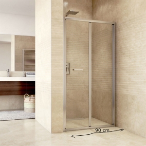 Sprchové dvere zalamovacie, Mistica, 90x190 cm, chróm ALU, sklo Chinchilla 