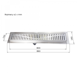 Odtokový žľab Wave, vr. roštu, 80x10 cm, nerez CZ12