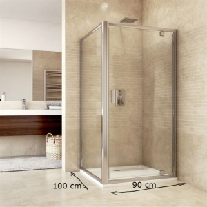 Sprchovací kút Mistica obdĺžnik pivotové dvere a pevný diel 90x100x190 cm, chróm ALU