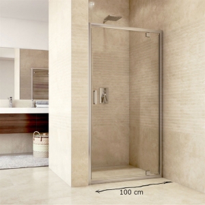 Sprchové dvere pivotové, Mistica, 100 cm, chróm ALU, sklo Čiré 