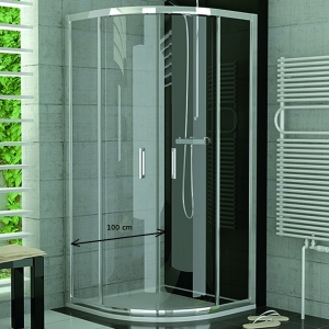 Top-Line štvrťkruhový sprchový kút s posuvnými dvojdielnymi dverami TOPR SanSwiss 190x100 cm
