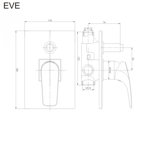 Sprchová podomietková batéria Eve rozmery