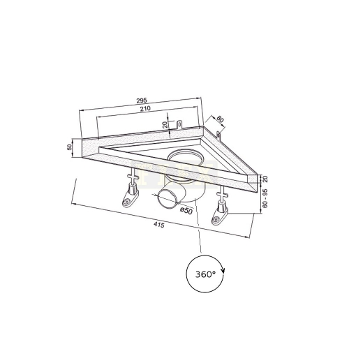 Sprchový žľab rohový Triangel nákres