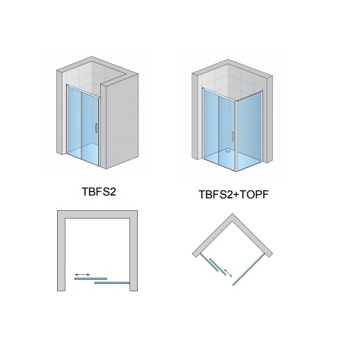 Top-Line bezbariérové sprchové dvere Tbfs možné kombinácie