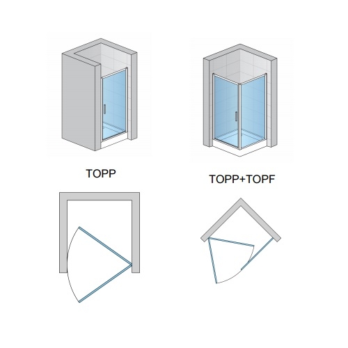 Top-Line jednokrídlové sprchové dvere Topp nákes kombinácií